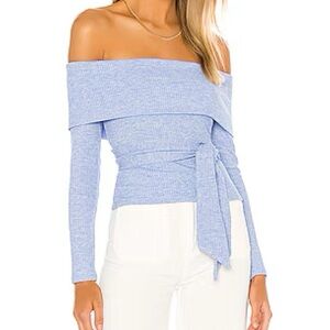 Lovers + Friends Light Blue Off-Shoulder Top